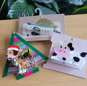 PIPER K Animal Hair Clips. Set Of 3.